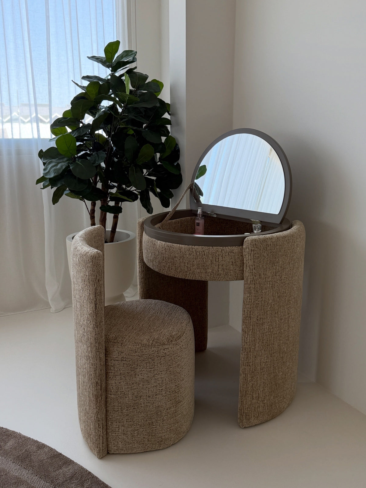 Yome Collection YOME Vanity Table Taupe | Luxury Makeup Table with Mirror ...
