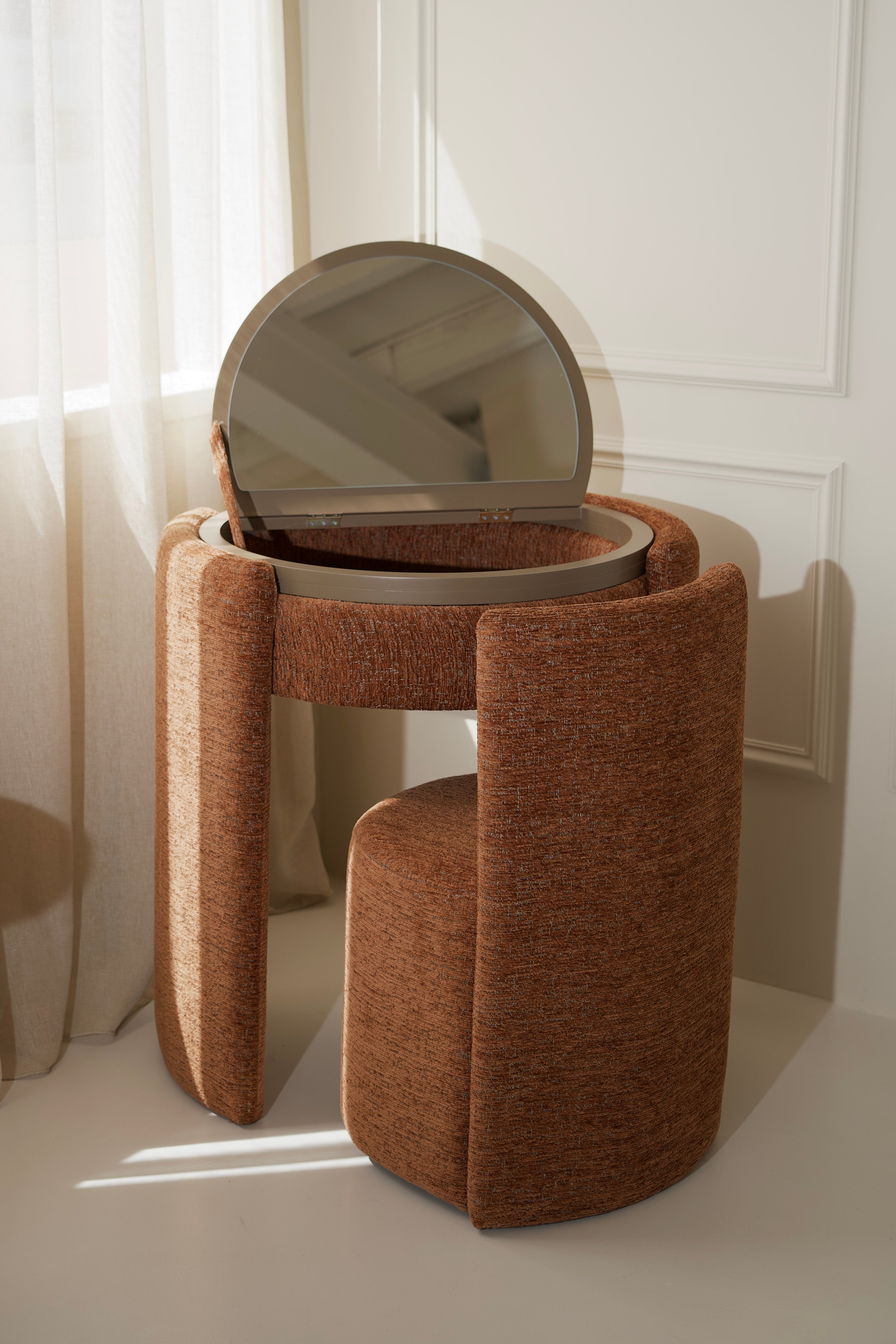 YOME Vanity Table Terracotta - Luxury round makeup table