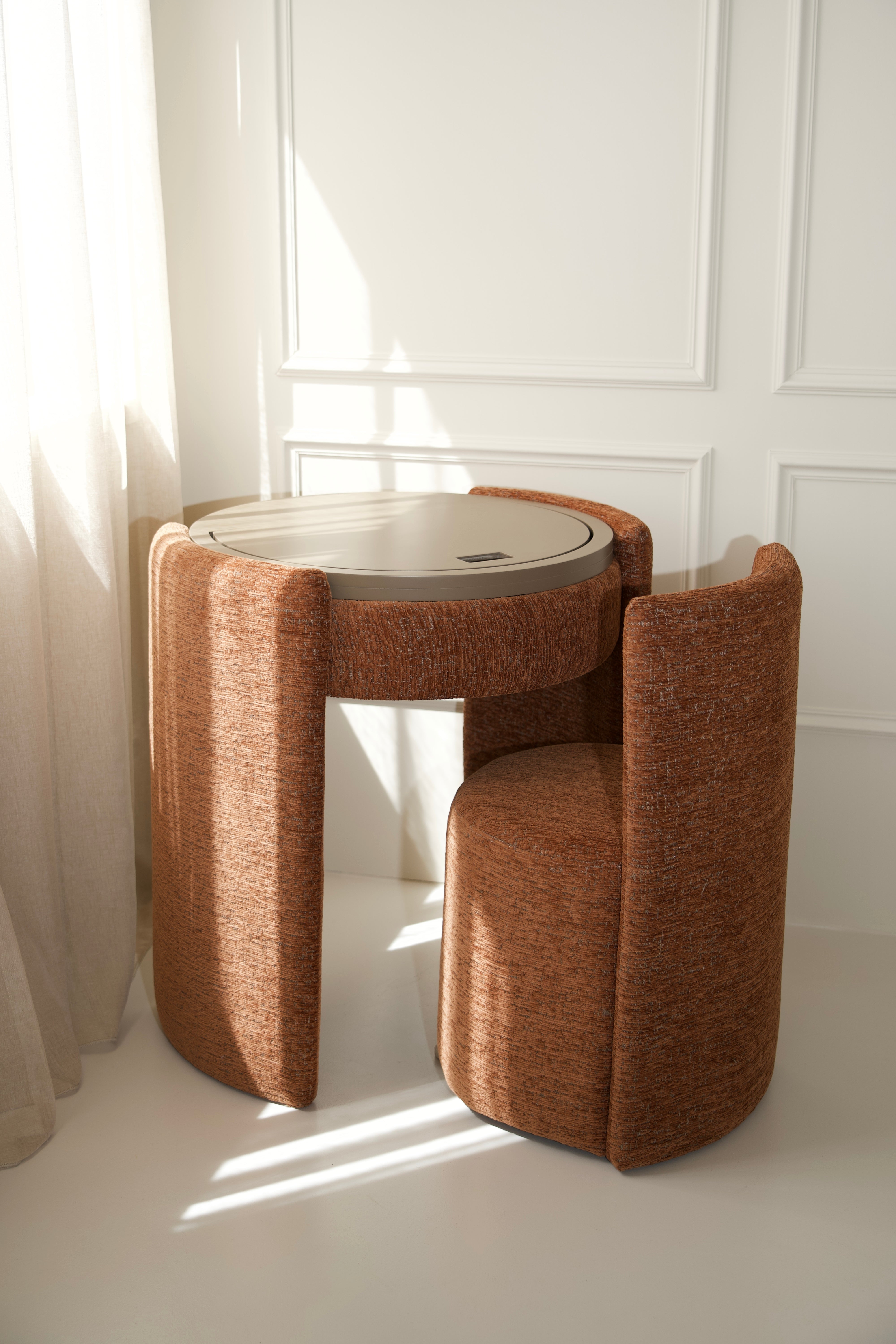 YOME Vanity Table Terracotta - Luxury round makeup table