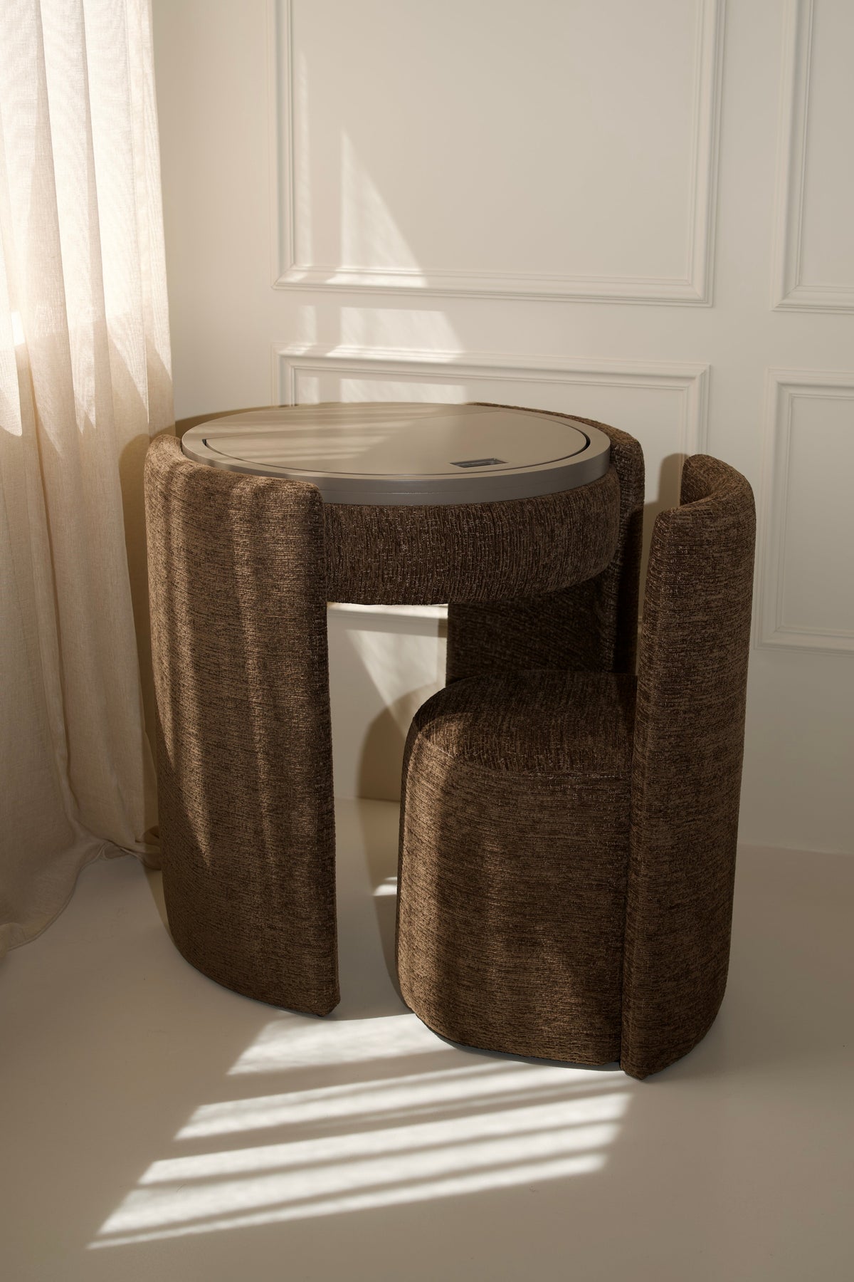 Yome Collection YOME Vanity Table Deep Mocha | Luxury Makeup Table with Mirror ...