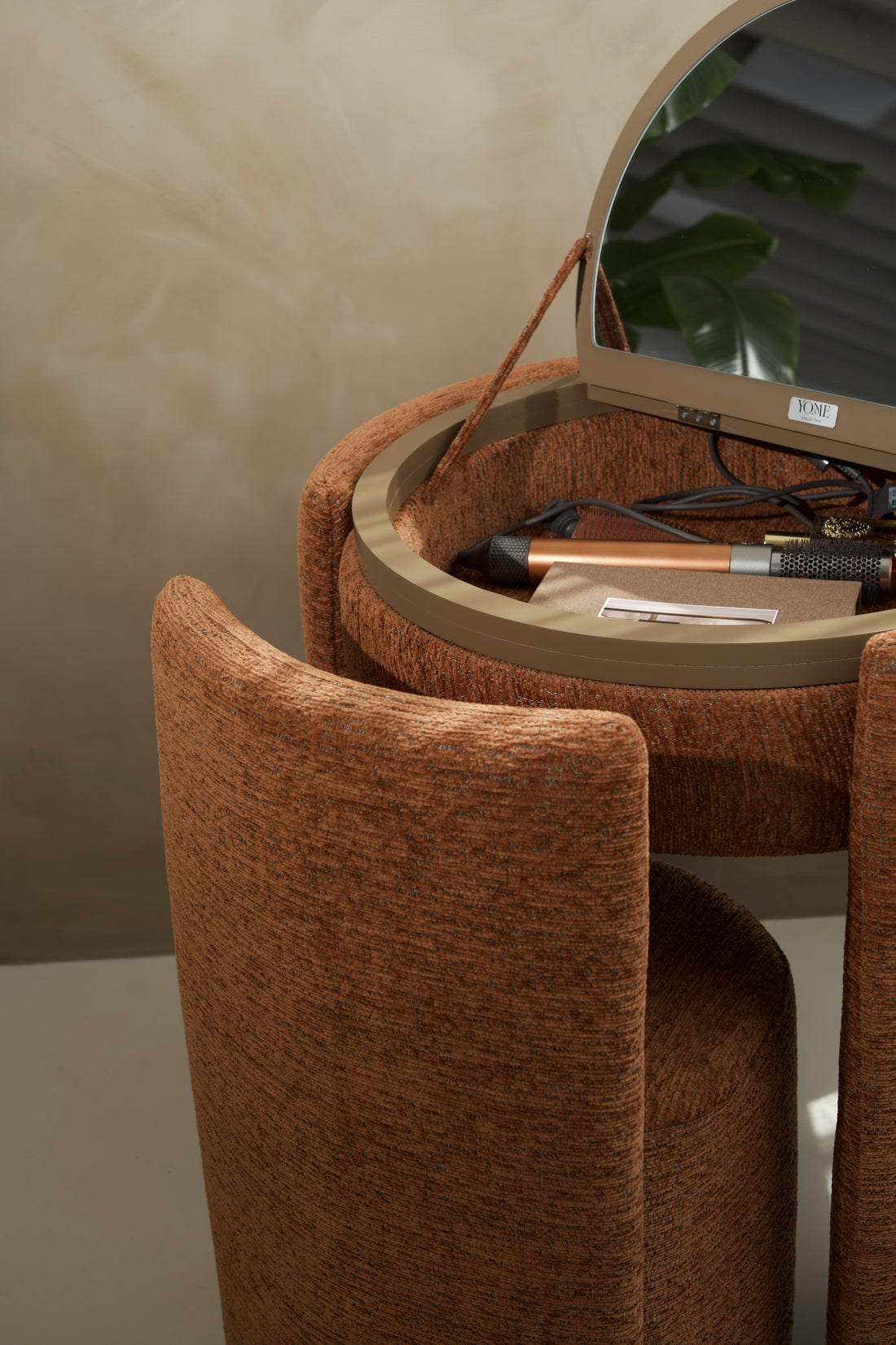 YOME Vanity Table Terracotta - Luxury round makeup table