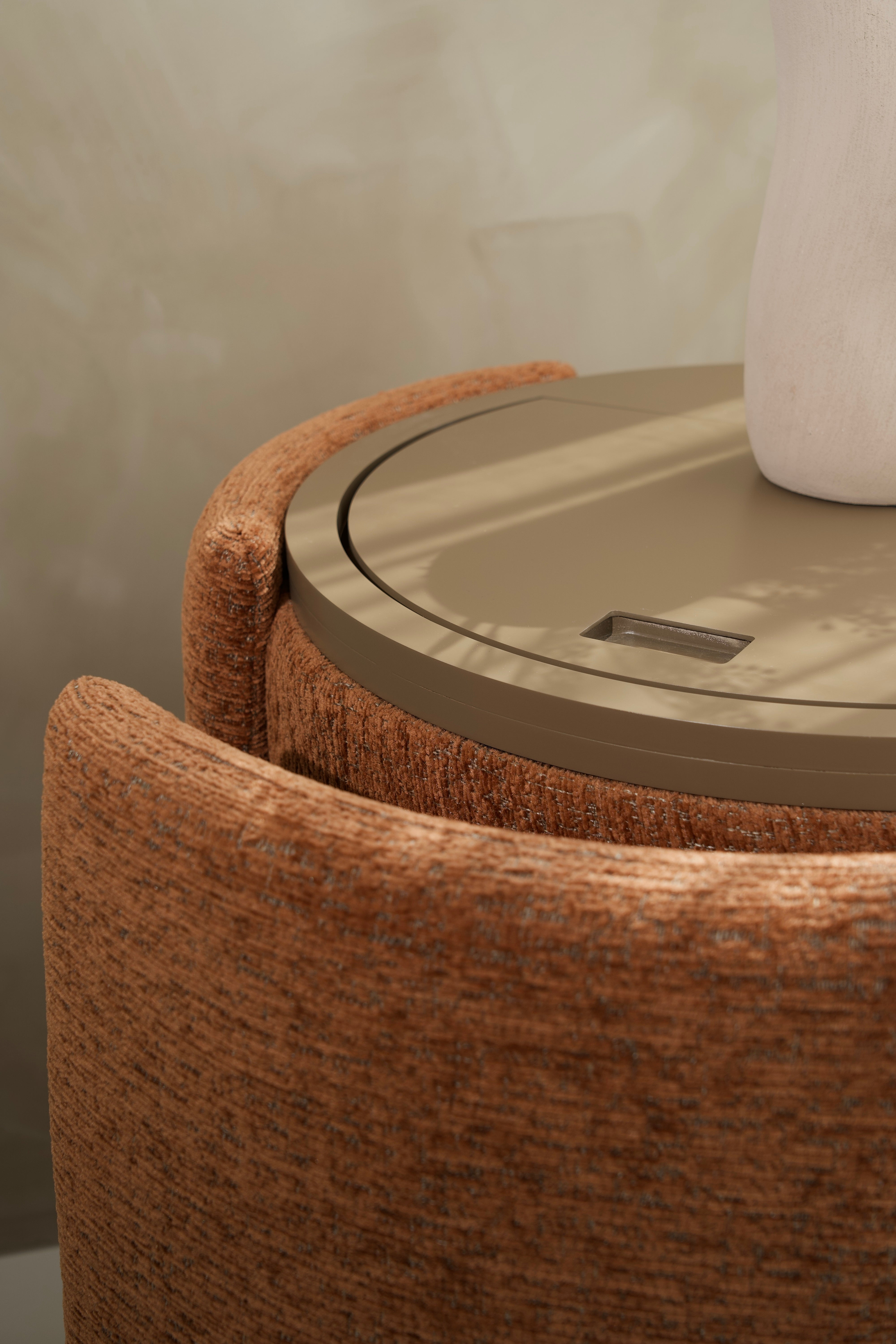 YOME Vanity Table Terracotta - Luxury round makeup table